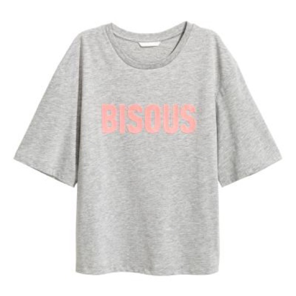 H&M Gray Bisous T-shirt